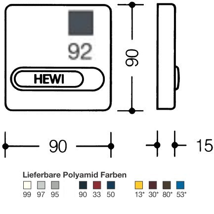 HEWI 685.1.11 92 Polyamid Klingelplatte mit beleuchteten Namenschild anthrazitgrau